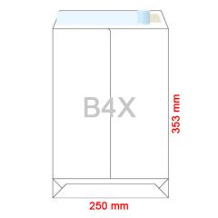 Obálky B4 X 250x353 mm dno tašky bílé, samolepící, krycí páska