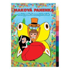 AKIM  Omalovánka Maková panenka - maluj podle barevných teček + maxi voskovka