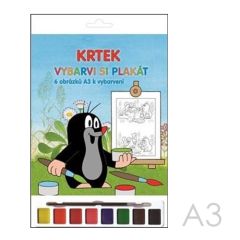 AKIM  Omalovánky A3 Akim plakátové /6ks/ - Krtek s vodovými barvami
