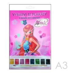 AKIM  Omalovánky A3 Akim plakátové /6ks/ - Winx Club s vodovými barvami