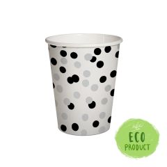Paw  Papírový pohár PAW Eco 250 ml Confetti - black / silver