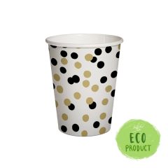 Paw  Papírový pohár PAW Eco 250 ml Confetti - gold / black