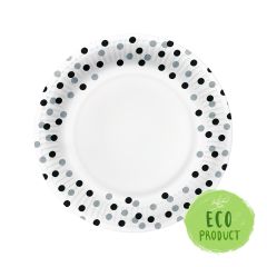 Papírový talíř PAW Eco 23 cm Confetti - black / silver