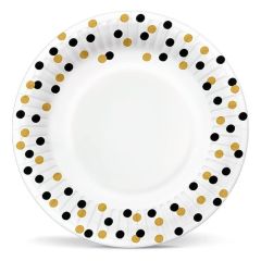 Papírový talíř PAW Eco 23 cm Confetti (gold-black) / 8 ks