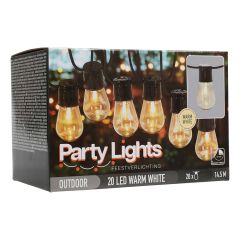 Párty osvětlení - řetěz 20 LED žárovek, teplá bílá, délka 14,5 m