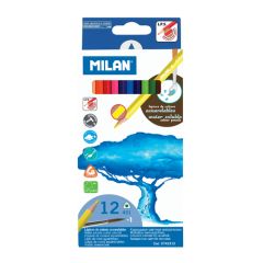 Milan  Pastelky akvarelové MILAN 12ks se štětcem