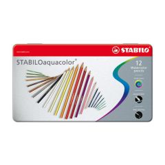Pastelky akvarelové STABILO aquacolor, kovové balení, 12ks různých barev