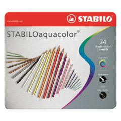 Pastelky akvarelové STABILO aquacolor, kovové balení, 24 ks různých barev