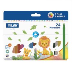 Milan  Pastelky MILAN kulaté plastické 19 ks + 3 ks FLUO + 2 ks metalické