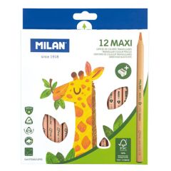 Milan  Pastelky MILAN Maxi trojúhelníkové 5 mm 12 ks + ořezávátko
