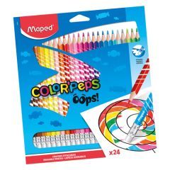 Pastelky trojhranné MAPED COLORPEPS OOPS s gumou sada 24 ks