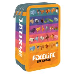 Penál plný - 3 patra, 43 kusů JUNIOR S8 - Pixelife Zoo Edition