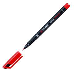 Permanentný popisovač, 0,4 mm, STABILO OHPen S universal, červený