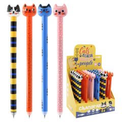 JUNIOR  Pero gelové /gumovací JUNIOR Cats 0,7 mm (mix /cena 1ks) modrá náplň