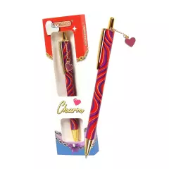 Pero kuličkové CHARM Heart Red - modrá náplň