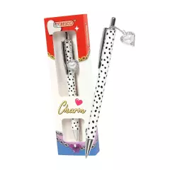 Pero kuličkové CHARM Heart White - modrá náplň