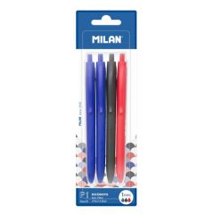 Milan  Pero kuličkové MILAN P1 Touch 1,0 mm - sada 2 x modré + černé + červené pero