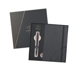 Pero kuličkové PARKER IM Titanium Monochrome + šedý zápisník