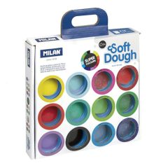 Plastelína MILAN Soft Dough základní,neonové,glitrové barvy - sada 16 ks