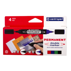 centropen  Popisovač CENTROPEN 1666 oboustranný - sada 4 ks