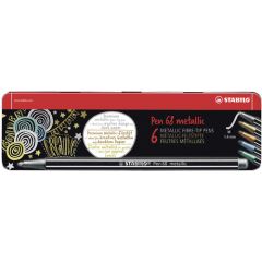 Stabilo  Prémiový metalický vláknový fix - STABILO Pen 68 metalický - 6 ks kovové balenie