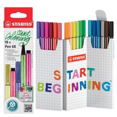 Prémiový vláknový fix - STABILO Pen 68 - 18 ks Zick-Zack deskset - 18 různých barev