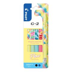 Roller gelový PILOT G-2 Flow 0,7 mm (sada 4 ks) - modrá /černá náplň