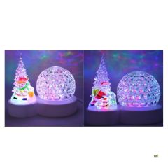 Rotující vánoční koule se stromkem a LED světlem (Mikuláš / sněhulák), 2 varianty