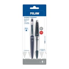 Milan  Sada MILAN Capsule Silver kuličkové pero 1,0 mm modré + mechanická tužka