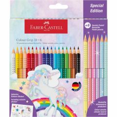 Sada pastelek Faber-Castell Colour Grip 18+6 Sparkle - Jednorožec