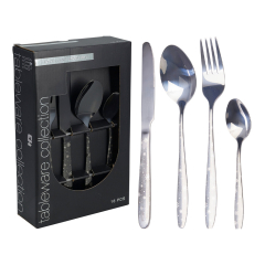 Sada příborů - nerezová ocel/stříbro se sněhem. Sada 16 kusů příborů s motivem sněhové vlo