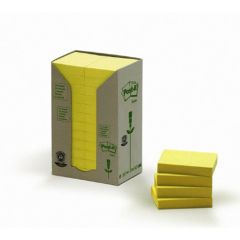 Samolepící bloček, 38x51 mm, 24x100 listů, ekologický, 3M POSTIT, žlutý