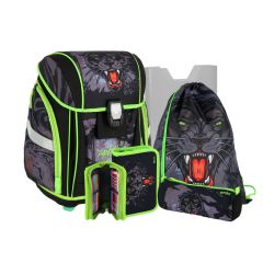 SPIRIT  Školní batoh - 5-dílný set NEW START 3D s LED osvětlením - Wild Panther