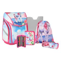 Školní batoh - 5-dílný set s magnet. přezkou UNICORN MAGIC 3D