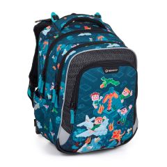 Školní batoh BagMaster Lumi 24 E - Kostkový svět