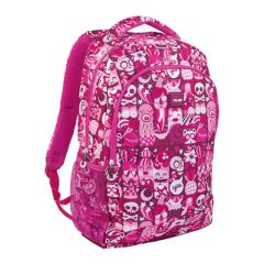 Milan  Školní batoh MILAN s 2 zipy Hey Girl pink 21l