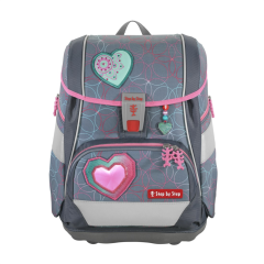 Školní aktovka/ruksak 2IN1 PLUS pre prváčikov - 6-dielny set, Step by Step Glitter Heart
