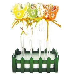 Slepička dřevěná 5 x 5 x 0,5 cm + špejle (mix /cena 1ks)