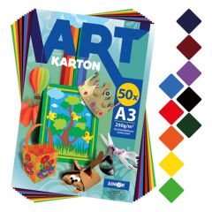Složka barevného papíru - výkres ART CARTON RIS A3 250g (50 ks) mix 10 barev / x5