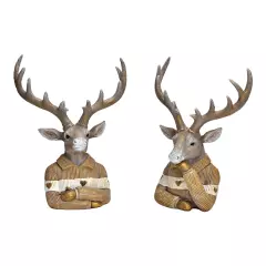 Soška jelena ve zlatohnědém svetru 24 cm (mix 2 vzorů /cena za 1 ks)