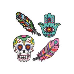SPIRIT  Sticker na tašku Scull, sada 4 ks