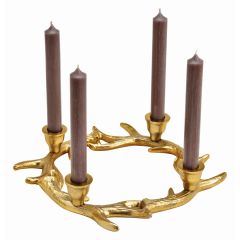 WURM  Svícen na 4 svíčky adventní věnec 31x31x5 cm, zlatý-kovový
