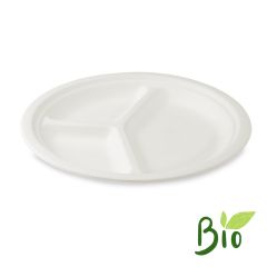 Talíř dělený na 3 porce BIO cukrová třtina 26 cm, 50 ks