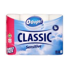 OOOPS  Toaletní papír Ooops! Classic Sensitive 3-vrstvý, 24 ks / bal