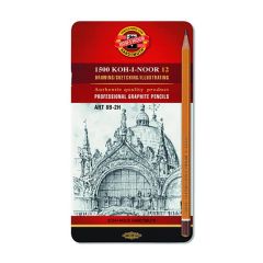 Koh-i-noor  Tužka grafitová KOH-I-NOOR 8B-2H, sada 12 ks v plech. boxu