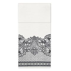 Paw  Ubrousky na příbory PAW AIRLAID 40x40 cm Royal Lace black, 25 ks/bal