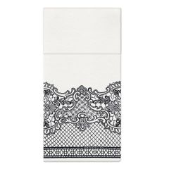 Ubrousky na příbory PAW AIRLAID 40x40 cm Royal Lace black, 25 ks/bal