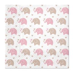 Ubrousky PAW L 33x33cm Baby Elephants pink