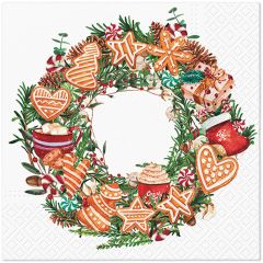 Ubrousky PAW L 33x33cm Gingerbread Wreath