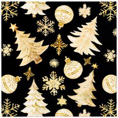 Ubrousky PAW L 33x33cm Golden Christmas Trees